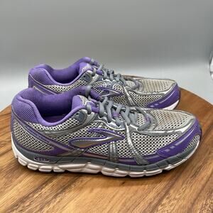 Brooks Addiction 11 Shoes Womens Size 9 B Silver Purple Running Comfort Walking
